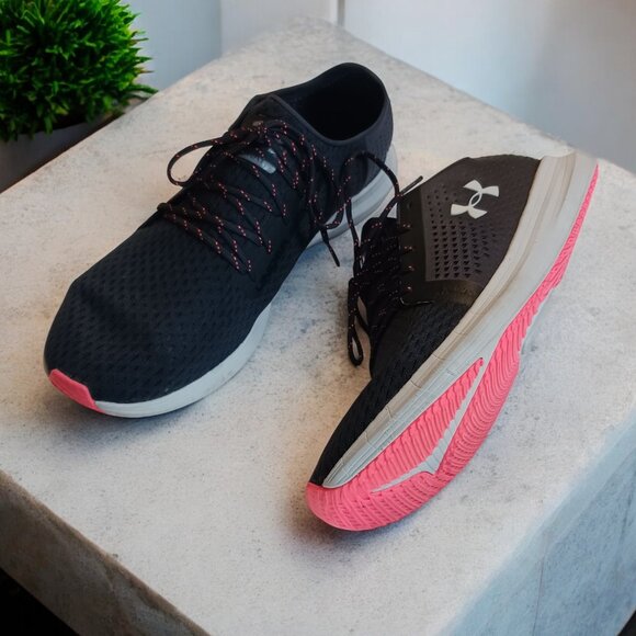 Under Armour Sway Sneakers - Gym Black & Neon Pink  Low Top- Women’s Size 11 - Picture 1 of 11